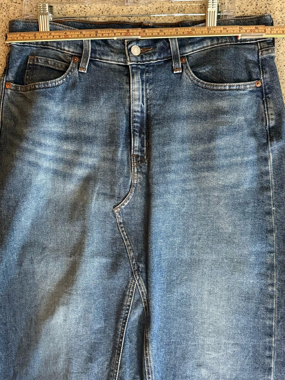 Levi's Blue Maxi Denim Jeans with Contrast Stitching.Back Slit.Size 12 - Picture 6 of 6